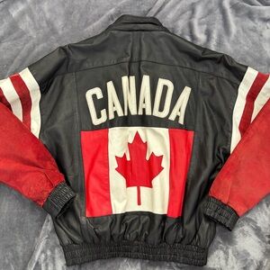 Vintage Canada flag cosa nova leather jacket